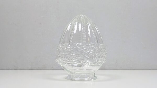 Ampelglas lysekrone kogle. Ny. Gribekant 84 mm. Klart glas. Lagervare. H165 mm. Roser