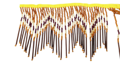 Perlefrynse 120 mm Høj. Guld/brun. 1 meter. Håndlavede.