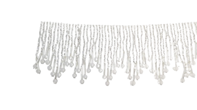 Perlefrynse 110 mm Høj. Sølv - glimmer. 1 meter. Håndlavede.