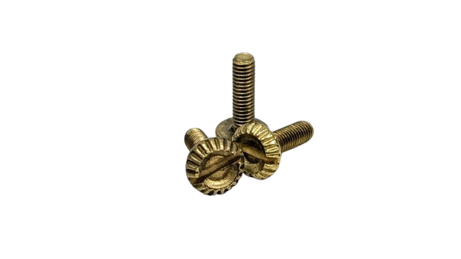 Vintage MØRK MAT MESSING fingerskruer til lampeglas holdere. M3 – 10 mm.