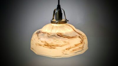 Marmoreret bronze stil glas lampe. Nyt el og ubrugt glas. Ø23.