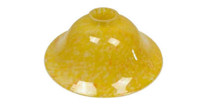 Moderne appelsin solsikke gul plettet lampeglas. Ø24,5. Højde 98 mm. Gribekant 58 mm. Nye
