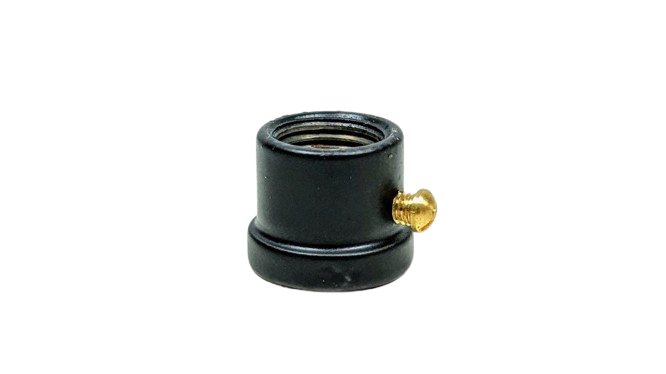 Mellemstykke M10. Sort. Fuld gevind. Til afslutning ved pendelrør. 13 mm lang. Sammenslutning.