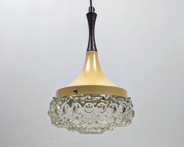 Lækker fuld restaureret loftlampe 1970. Beige. Bobleglas og nyt el. Ø22