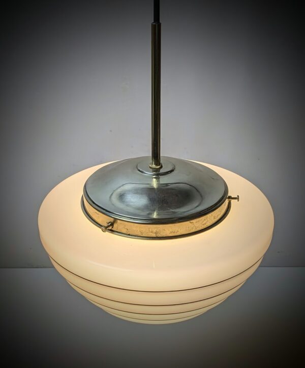 Elegant vintage loftlampe med Custom made messing ophæng. Ø24. Nyt el.