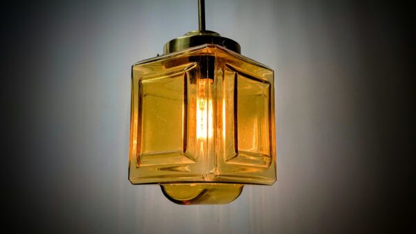 Klassisk vintage opgangs lampe. Entre lampe. Nyt el. Ø20. Cognac farvet glas.