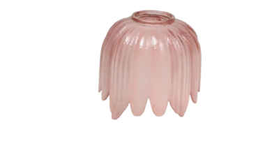 Rosa lampeglas til pendel. Blad motiv. Ø14,5 cm 12 cm høj. Centerhul 4,1 cm. Reservedel