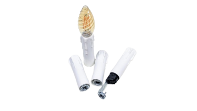 4 stk lysekrone fatninger. Stearin dråber. Kerterør sæt. Attrap. Reparations kit. 86 mm. Ø25 mm