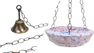 Kæde sæt ampel / måneskins lampe. Bronzeret messing. 120 cm. Ubrugt.