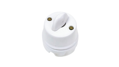 Italiensk drejeafbryder i porcelæn. Ny.