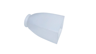 Lampeglas til væg eller bordlampe. Sky formet glas. Gribekant 58 mm. 145 mm lang
