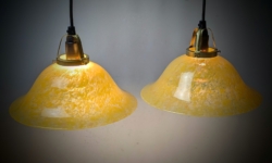 Sæt med 2 Toscana Lux lamper. Ø24,5 cm. Nyt el m.m. Glashøjde 9,5 cm. Egen serie.