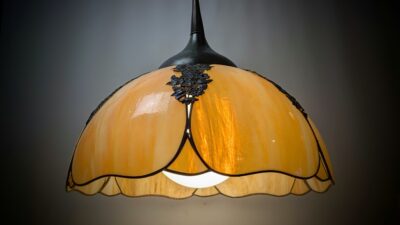 Meyda Tiffany marble loftlampe fra 1950. Anabelle. Ø51. Restored kobber. Nyt el. Pickup only.