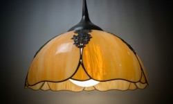 Meyda Tiffany marble loftlampe fra 1950. Anabelle. Ø51. Restored kobber.
 Nyt el. Pickup only.