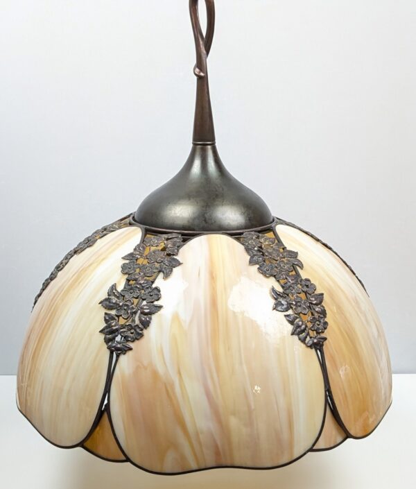 Meyda Tiffany marble loftlampe fra 1950. Anabelle. Ø51. Restored kobber.
 Nyt el. Pickup only.