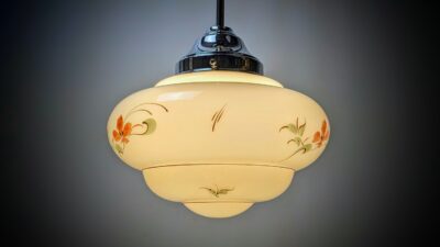 antik fuld restaureret kuglependel lampe fra 1950