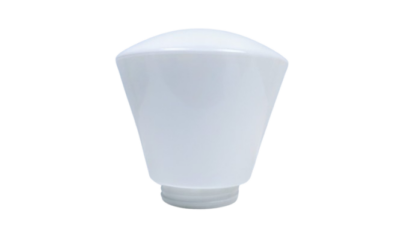 Konisk opal lampeglas med 100 mm gevind. Ø21. 20 cm høj. Hvid opal