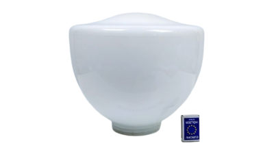 Stort delta lampeglas med 125 mm gevind. Ø30cm. 27cmHøj. Hvid opal.