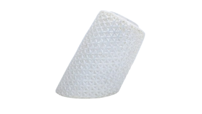 Sjældent vaffelglas med ca 60 graders hældning. Centerhul 49mm. 160mmL. 1960.