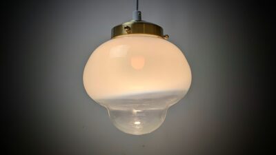 Vintage Art Deco glas lampe 1960. Ø19. Nyt el og ophæng.