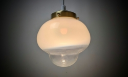 Vintage Art Deco glas lampe 1960. Ø19. Nyt el og ophæng.