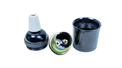 Bajonet special fatning B22. Fast aflastning. Sort bakelit. Sjælden. (Ny - restparti 1970)