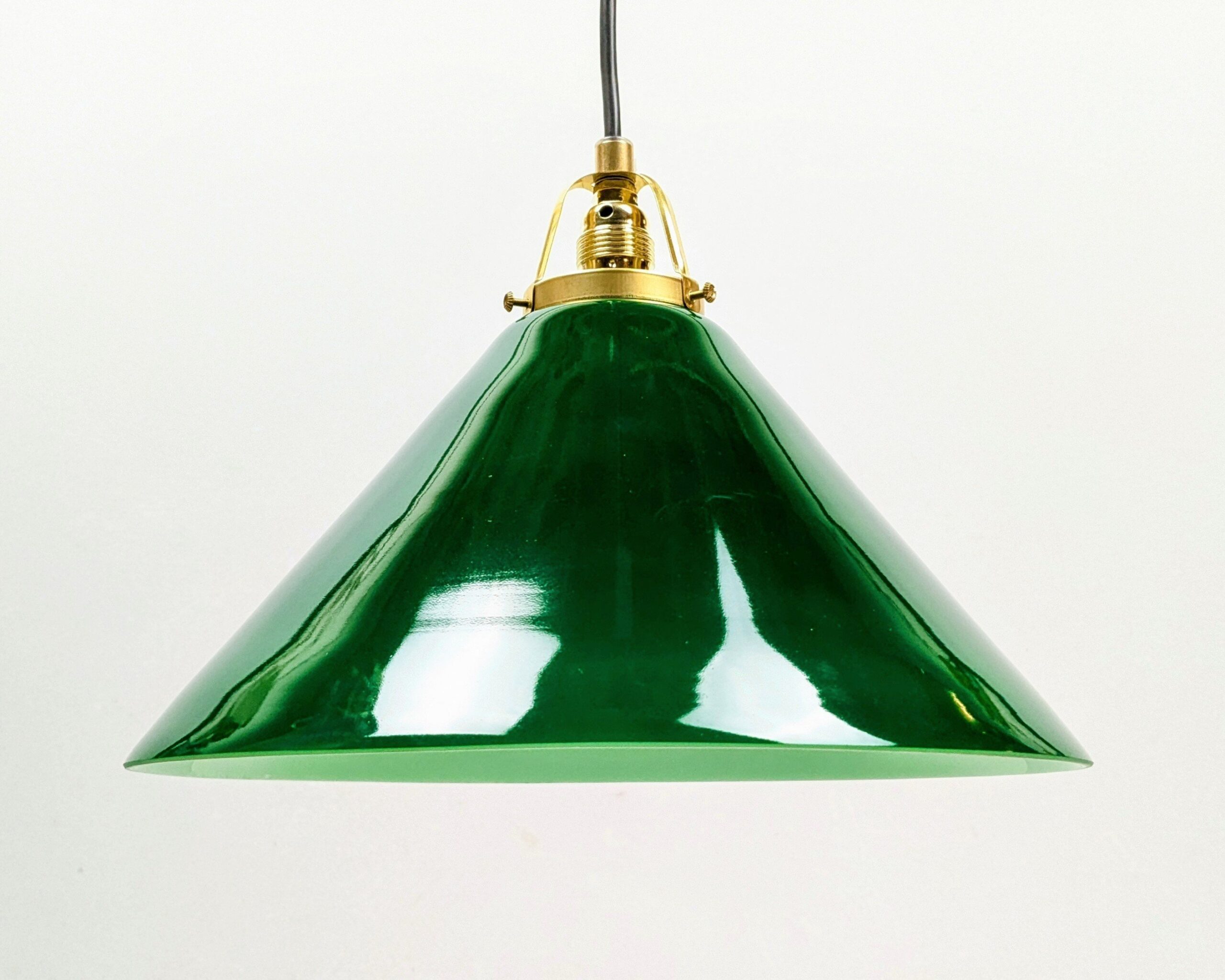 Stor Herregårds pendel. Ø29,5. Messing og mørk grøn glas. Ny. 16 cmH. Nyt el. Egen serie. Lagervare - Billede 5