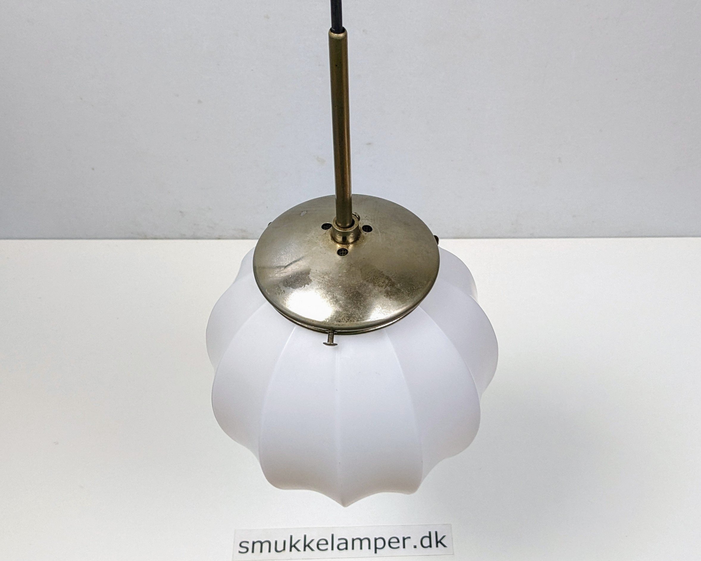 Vintage paraply kuglependel opal. 1950. Original ophæng. Ø20. Nyt el. - Billede 3