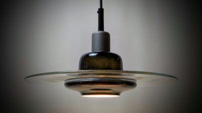 Håndlavet Østrigsk Stölzle-oberglas loftlampe. Ø32. Nyt el. Til reflektor lyskilde