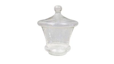 E.S.Horn lampe glas. Klart boble glas med hætte. Ø22. 23cmH. Gribekant 100 mm. 1970.