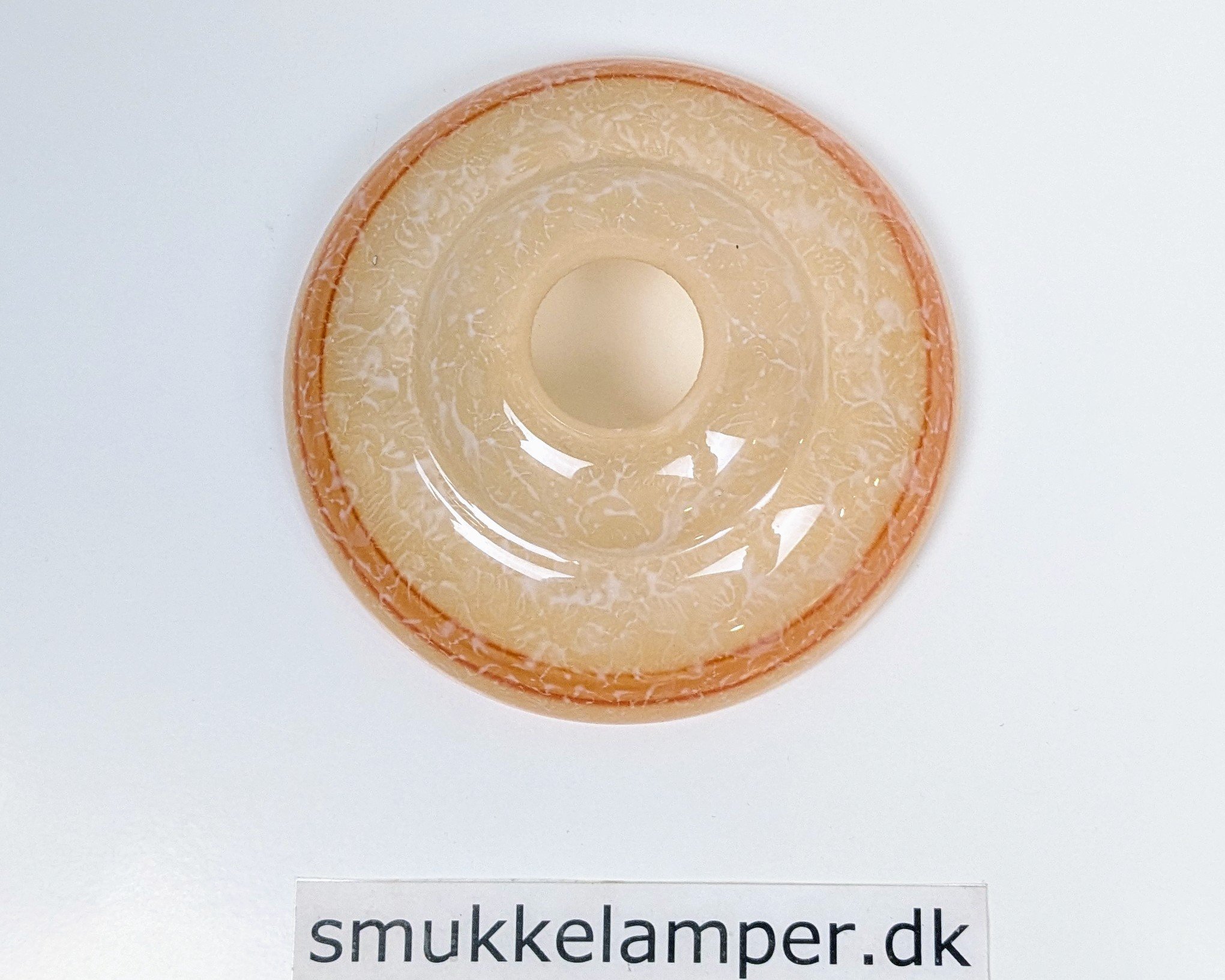 Antik lysekrone lampeglas 1940. Reservedel. Orange burst med centerhul. Ø20