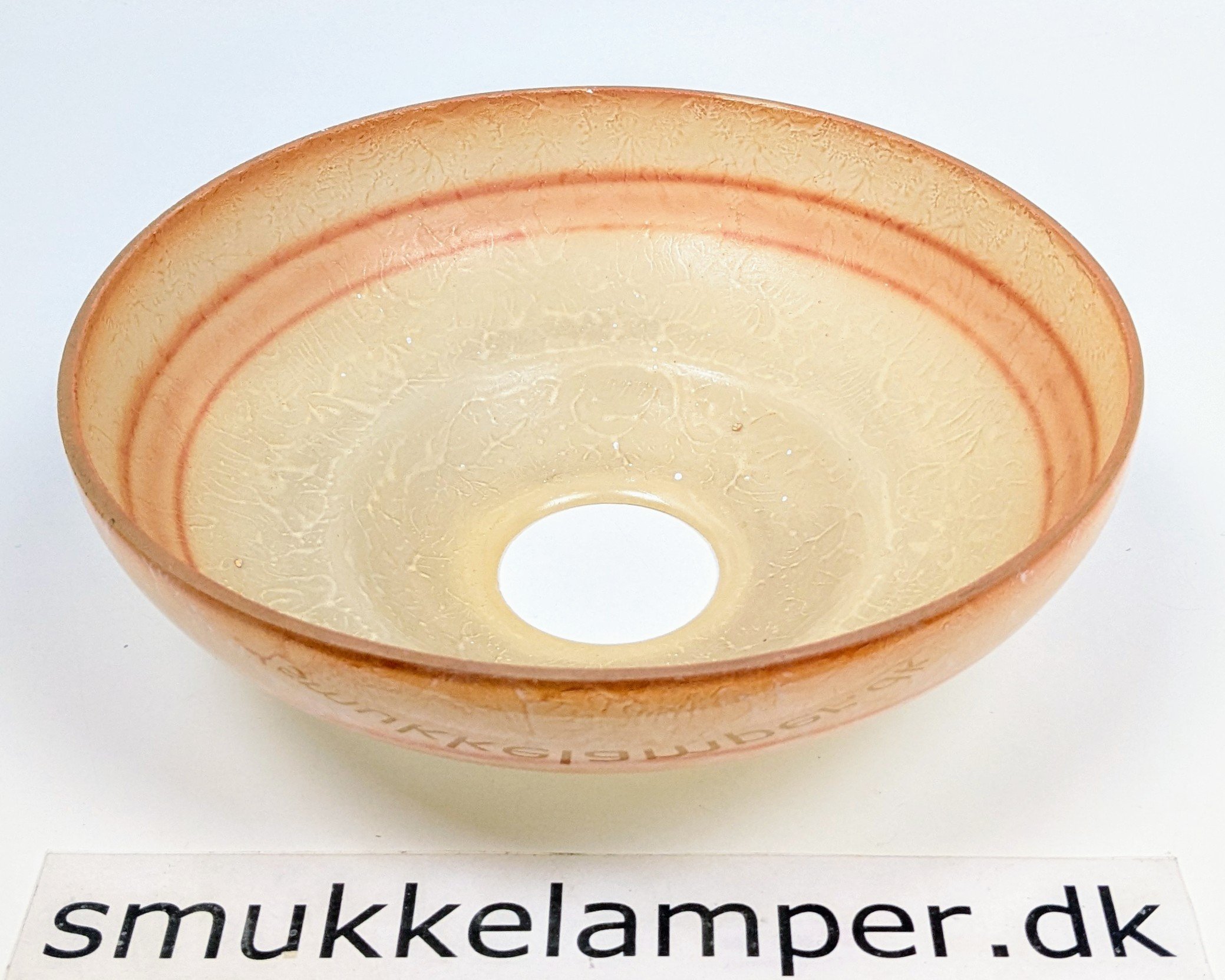 Antik lysekrone lampeglas 1940. Reservedel. Orange burst med centerhul. Ø20