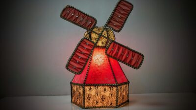 Vintage vindmølle lampe fra 1960. Nyt el. 42cmH. 25cmB.