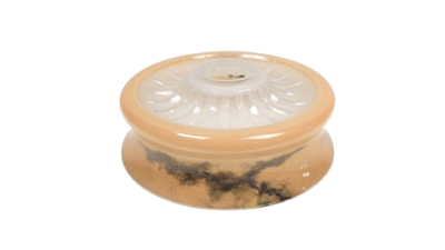 Antik lysekrone lampeglas. Marmoreret. Ø20cm. Centerhul 47 mm. 75 mmH