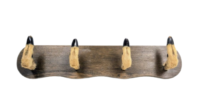 Knagerække mørk træ. Rådyr Hove. Hov monteret. 60 cm lang. 4 knager
