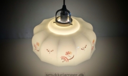 Skøn antik paraply glas lampe 1940. Ø25. Nyt el og ophæng.