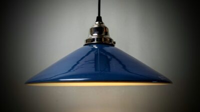 Stor dansk pastel blå Lene Bjerre keramik lampe Ø30. Nyt el.