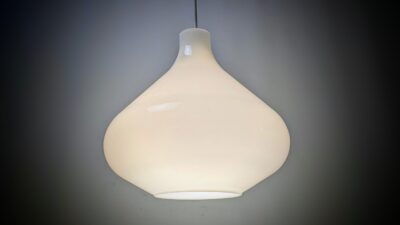 Vintage Ikea Sodak glas pendel. Pure white. Nyt el. Ø29