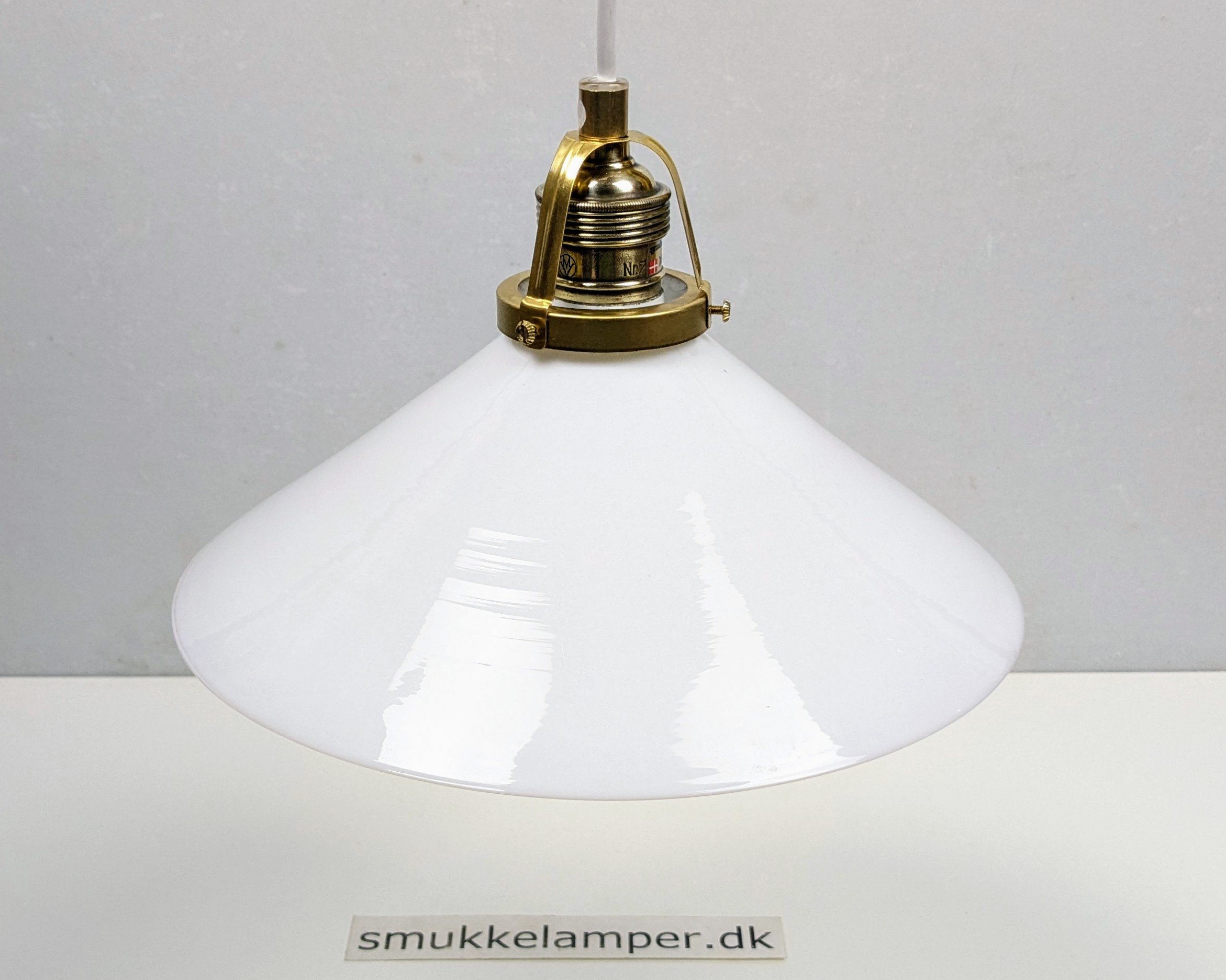 Holmegaard antik skomager pendel. Ø26,2 , 9,7cmH. Messing og porcelæn. 1940. - Billede 2