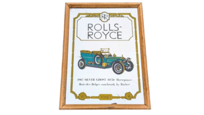 Original Rolls Royce spejl fra 1960. 40x30. I flot stand.
