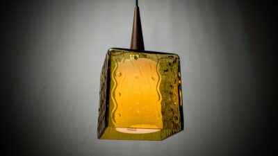 Skøn Carl Fagerlund glas lampe 1970. Fuld restaureret. Ø21. Dobbelt glas. Teak