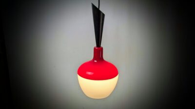 Vintage  – Space Age design glas pendel 1970’erne. Ø17,5.  Nyt el.