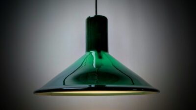 P&T loftlampe fra Holmegaard. Opalglas 1970. Ø32. Nyt el. Michael Bang. Made in Denmark. Skovgrøn