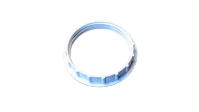 Hvid E27 omløbsring. Bakelit. Ydre diameter 48 mm Reservedel
