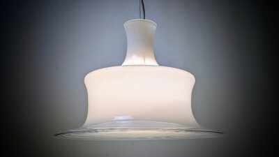 Holmegaard Sonate lampe Ø36. Design Michael Bang 1980. Nyt el. Hvid opal glas.
