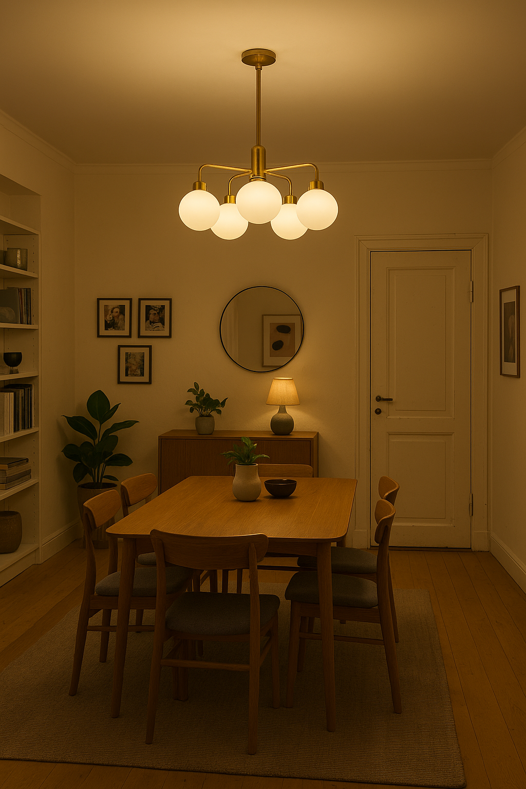 Spisestue eksempel med lysekrone