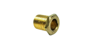 Krave nippel 6 kanter. M10. 10 mm lang gevind. Nippelrør ende afslutning. Messing.