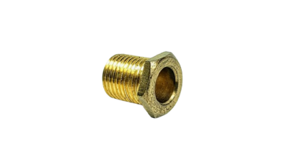 Krave nippel 6 kanter. M10. 10 mm lang gevind. Nippelrør ende afslutning. Messing.