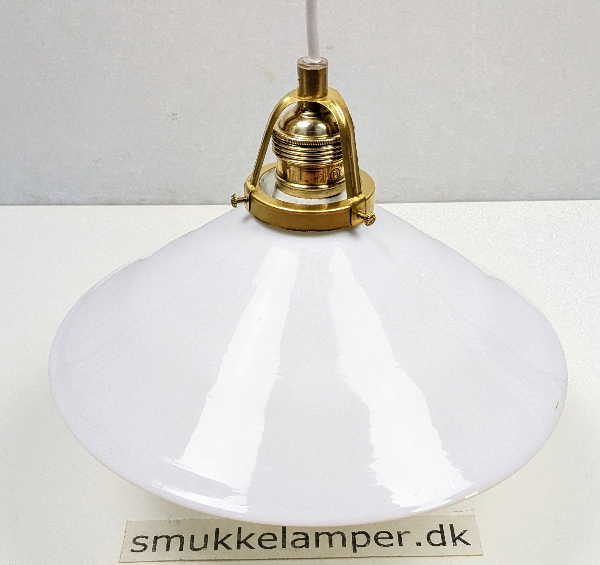 Holmegaard antik skomager pendel. Ø27,1 , 9,3cmH. Messing m.m. 1940. - Billede 2