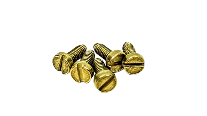 Messing bolt 2,5mm. M2,5×6 mm. Pan head. Til antikke fatninger m.m. 5 stk.